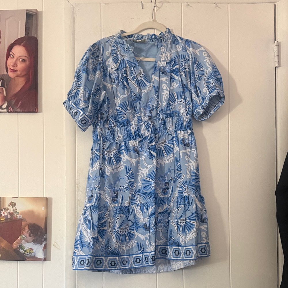 Blue Floral Women's Dress